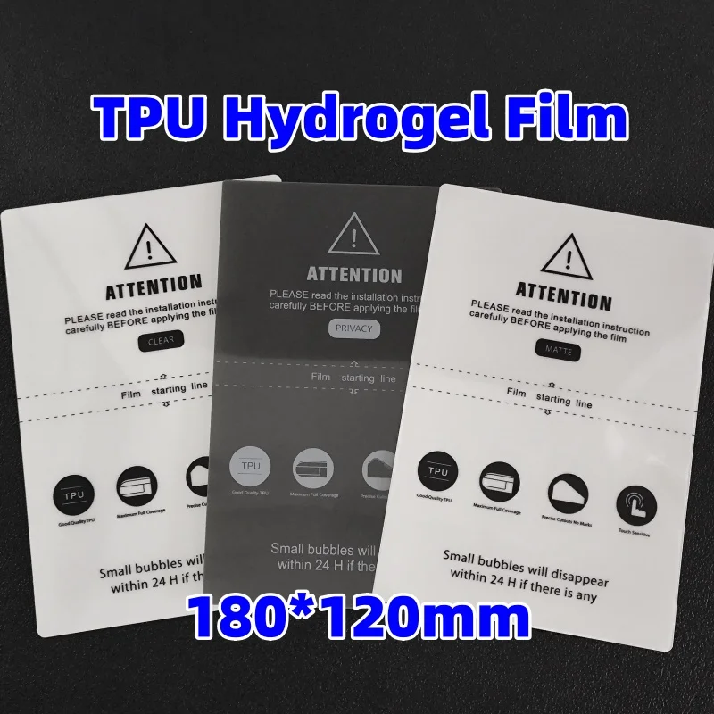 50pcs TPU Matte Privacy Hydrogel Film For SmartPhone Curved Screen Protector For Cutting Machine HD Universal Protective Film