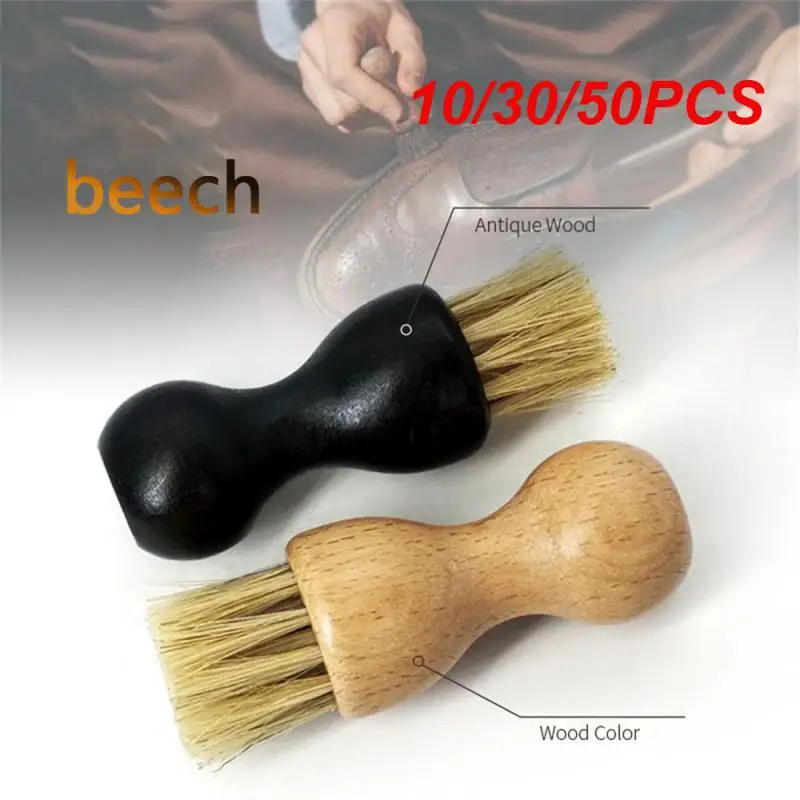 10/30/50PCS Leather Shoe Bristle Brush Strong Flexibility Comfortable Beech Handle Beech Shoe Brush Shoe Polishing Brush