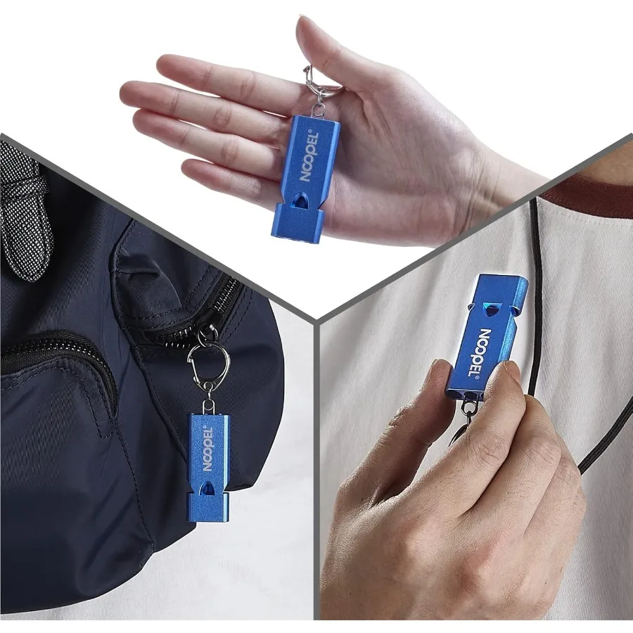 Gwizdki Emergey Trzy Dźwięki Survivalowe 2 sztuki z Smyczą i Breloczkiem do Wędrówek, Kempingu, Kajakarstwa, Sportów Outdoorowych i Bezpieczeństwa L