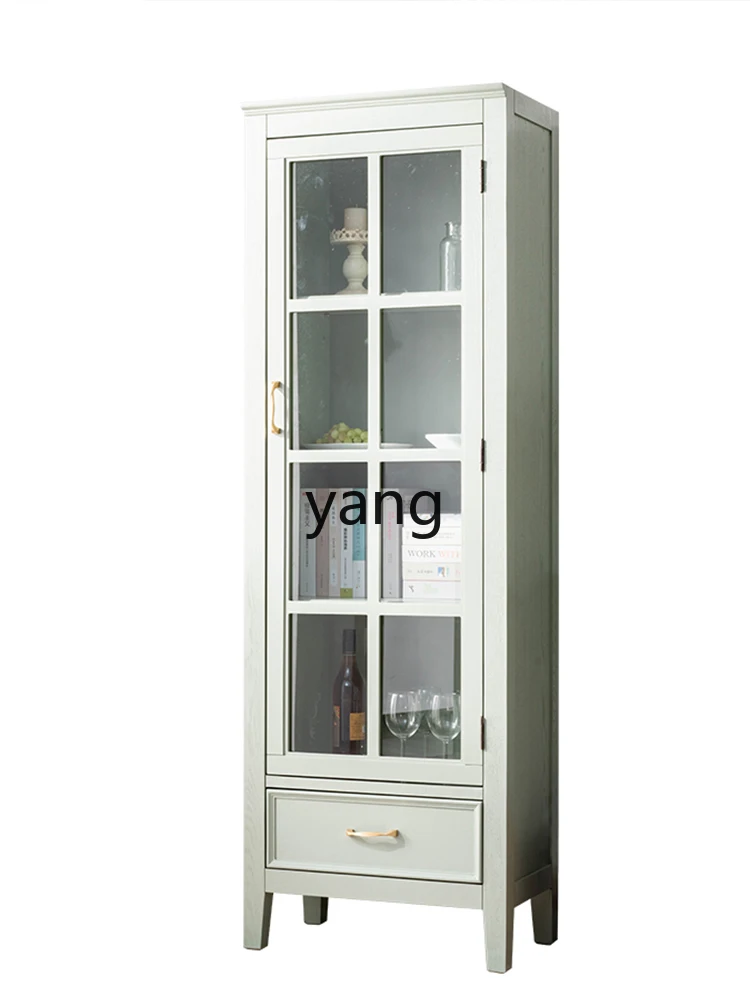 LXL Solid Wood Bookcase Wall Single Door Double Door High Cabinet Combination Modern Display Cabinet with Glass Door