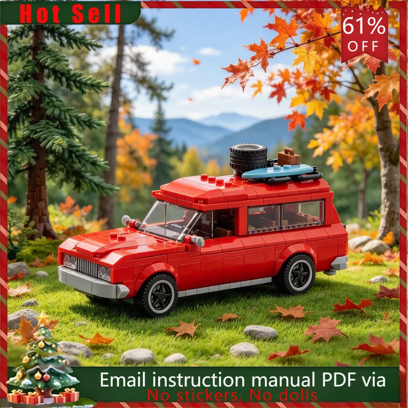 315PCS MOC Vintage Classic Panel Station Wagon Van Car Vehicle Model Building Blocks DIY Assembly Gifts for Adults Collection