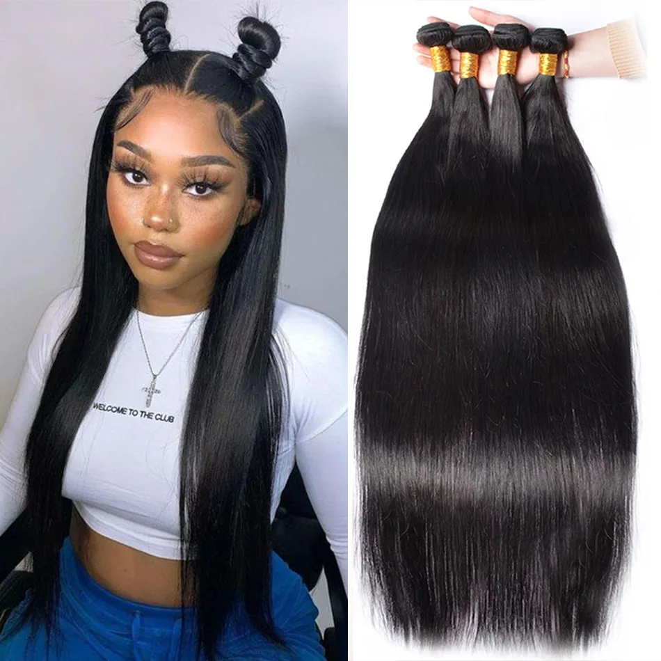 12A 100% Human Hair Straight Bundle 32inch Virgin Hair 1/3/4 PCS Bone Straight  Bundles Brazilian Weave Human Hair Extensions