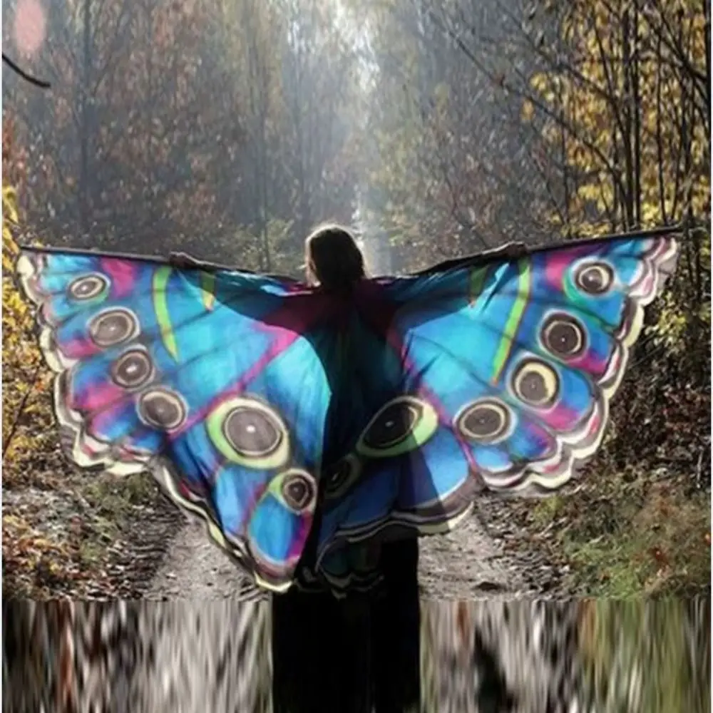 Beautiful Moth Butterfly Cape Halloween Party Butterfly Peacock Shawl Show Masquerade Butterfly Cosplay Costumes Female