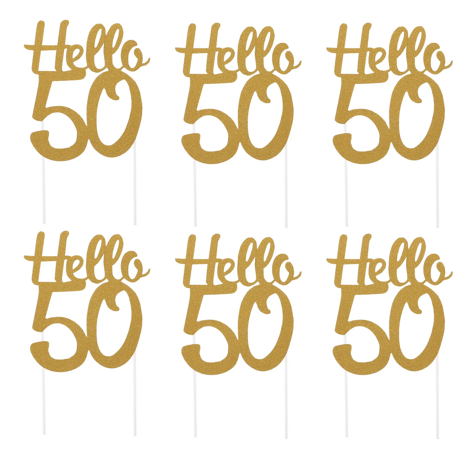 

6 Pcs Birthday Cake Toppers Golden Glitter Decorative Party Hats Lovely Shape Fruits Desserts Decoration Perfect Size Chic Eye