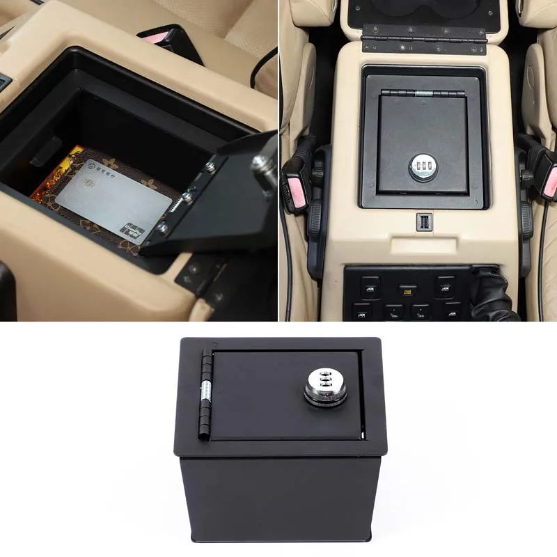 For Land Rover Discovery 2 98-03 Aluminum alloy armrest box safe Armrest box password box Privacy storage box Auto accessories