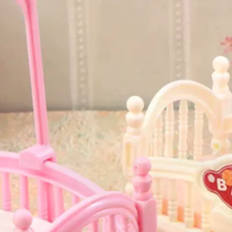 1/12 Dollhouse Simulation Mini Crib Baby Bed Model Dollhouse Bedroom Furniture Decoration Dolls House Accessories