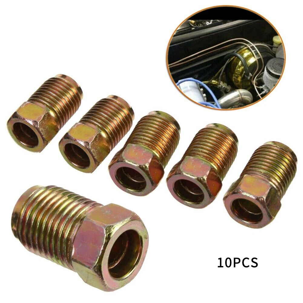 

10pcs Car Brake Pipe Nuts Galvanized Male Metric Nut For 3/16 \" Pipe 12mm X 1.0mm Iron Galvanized Brake Cable Connector Kit