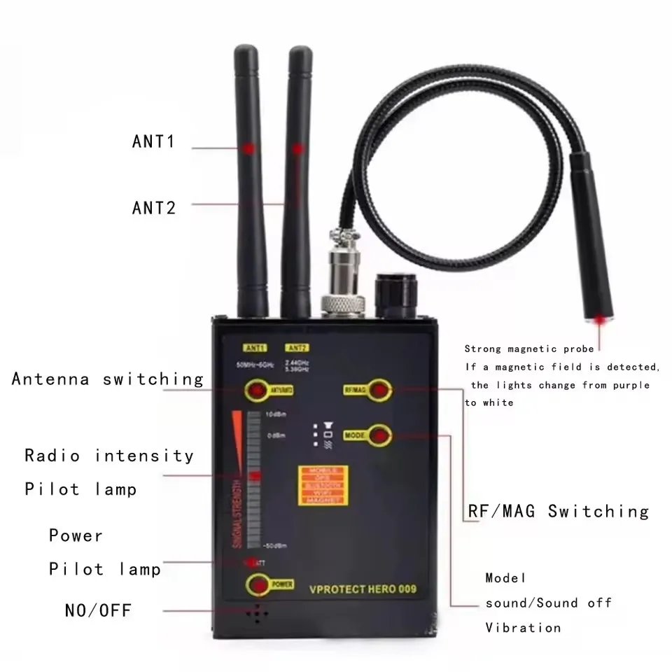 Wireless Bluetooth Signal Detector VHF/UHF Anti-Spy GSM Wifi Scan Finder RF Detectors Hacking Gadgets Hidden Camera Detection view 4
