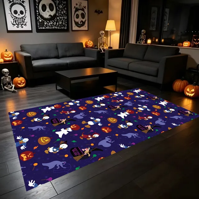 Velvet Donald Duck Halloween Pumpkin Ghost 2D Rug for Living Room and Bedroom, Warm Festive 5