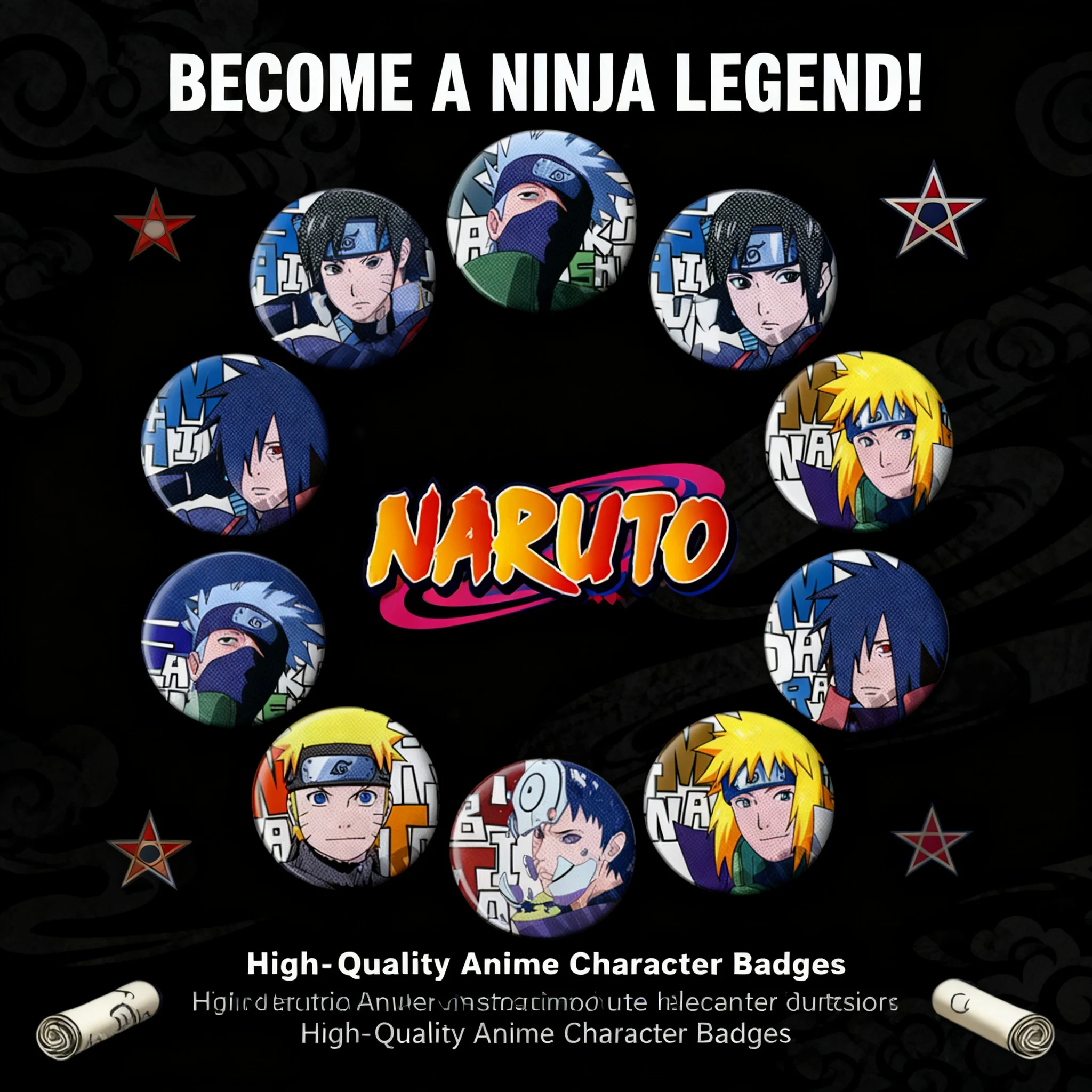 

Naruto Anime Badge Pin Set Itachi Uchiha Madara Sasuke Kakashi Obito Minato Keychain Accessories Collectible Gift for Fans