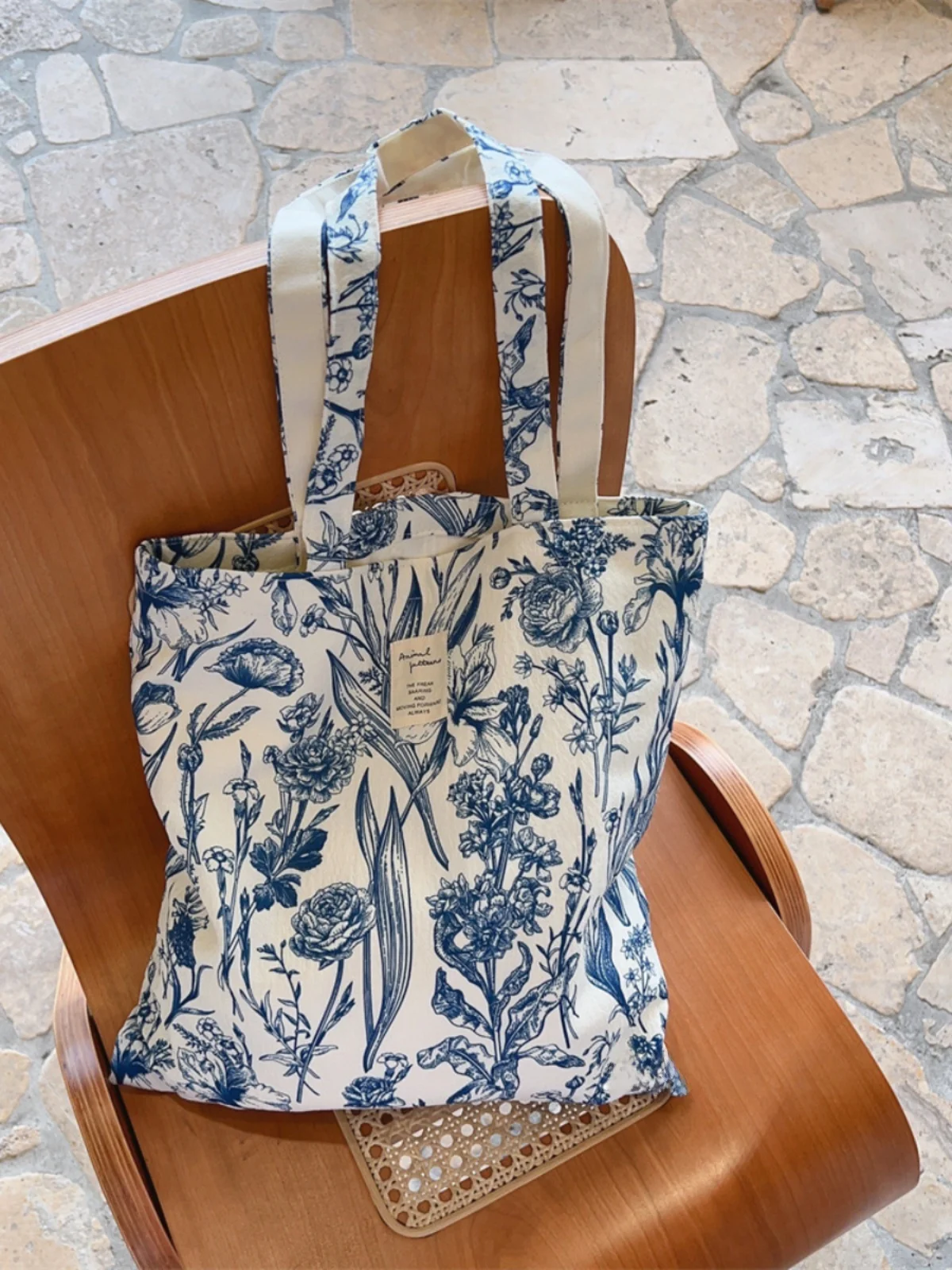 New Chinese Style Blue Dyed Canvas Single Shoulder Cotton Bag Women's Artistic Small Elegant Cloth Bag Female Handbag