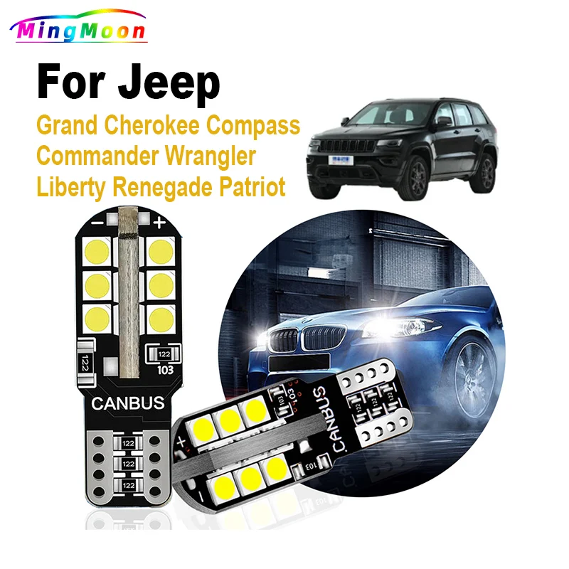 

2Pcs T10 For Jeep Grand Cherokee ZJ WJ WK WK2 Wrangler YJ TJ JK Renegade Compass Commander Patriot Liberty LED Clearance Lights