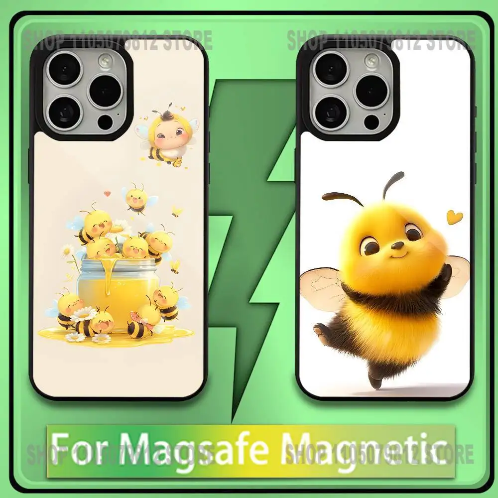 

Cute Cartoon Honeybee Phone Case For iPhone 17,16,15,14,13,12,11,Plus,Pro,Max,Mini Soft Magesafe Magnetic Wireless Charge