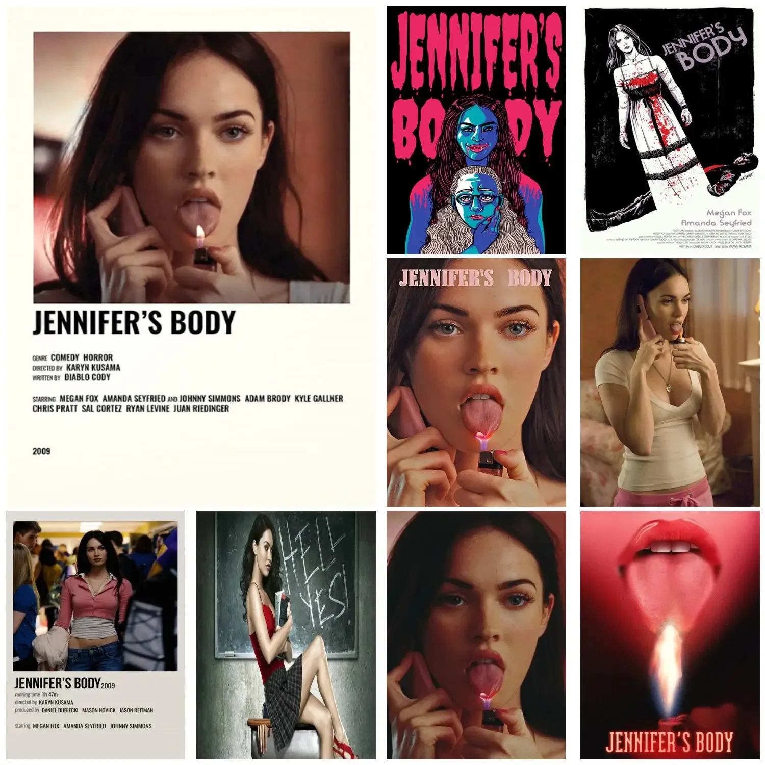 Jennifers Body Canvas Poster Aesthetic Horror Movie Sexy Girl Canvas Posters Wall Art Picture for Room Home Decor