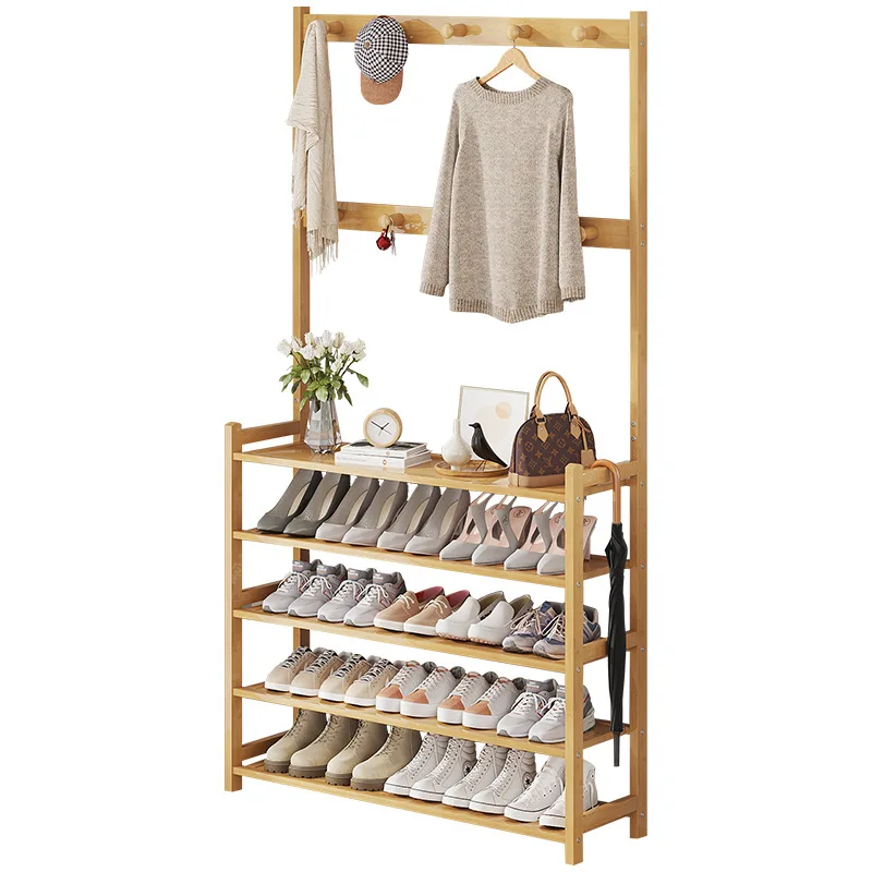 

Nanzhu shoe rack multi-layer space-saving simple shoe rack, coat rack integrated door household