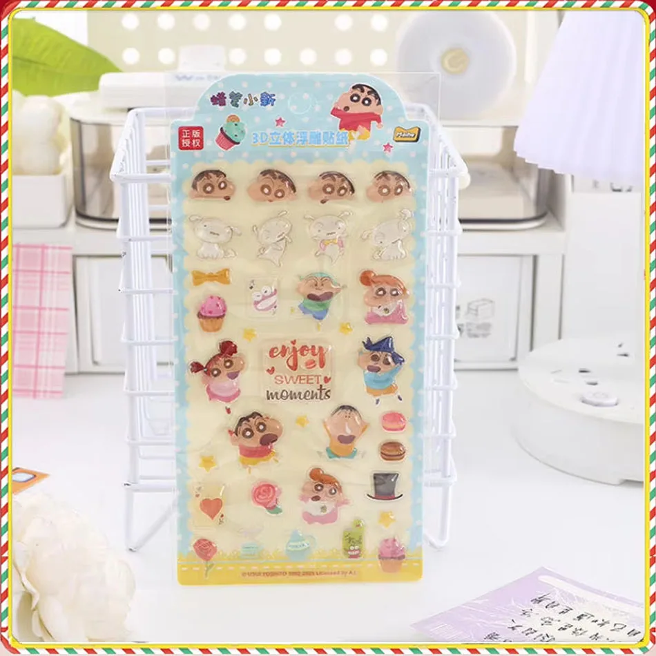 HOT Crayon Shin-chan Relief Stickers Leuke Cartoon 3D Hars Casting Decoratie Sticker Diy Telefoon Case Notebook Ornament Nieuwe Geschenken