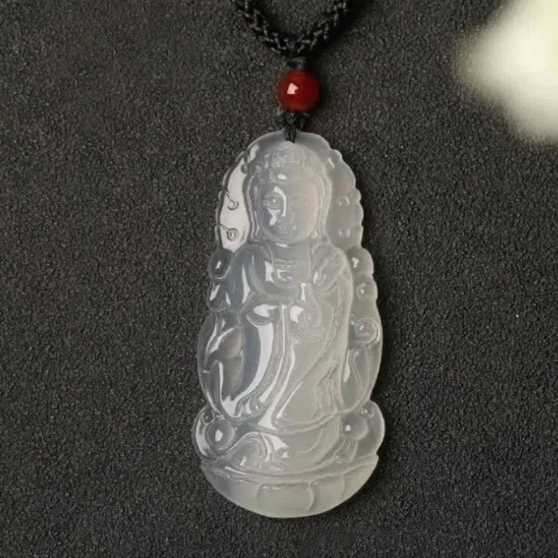 

Натуральный агат, ледяной халцедон, универсальный кулон Гуаньинь