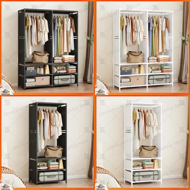 Multifunctional Floor to Ceiling Coat Rack Double Row Clothes Hanger Drying Rack for Bedroom Home Reinforcement Stylish