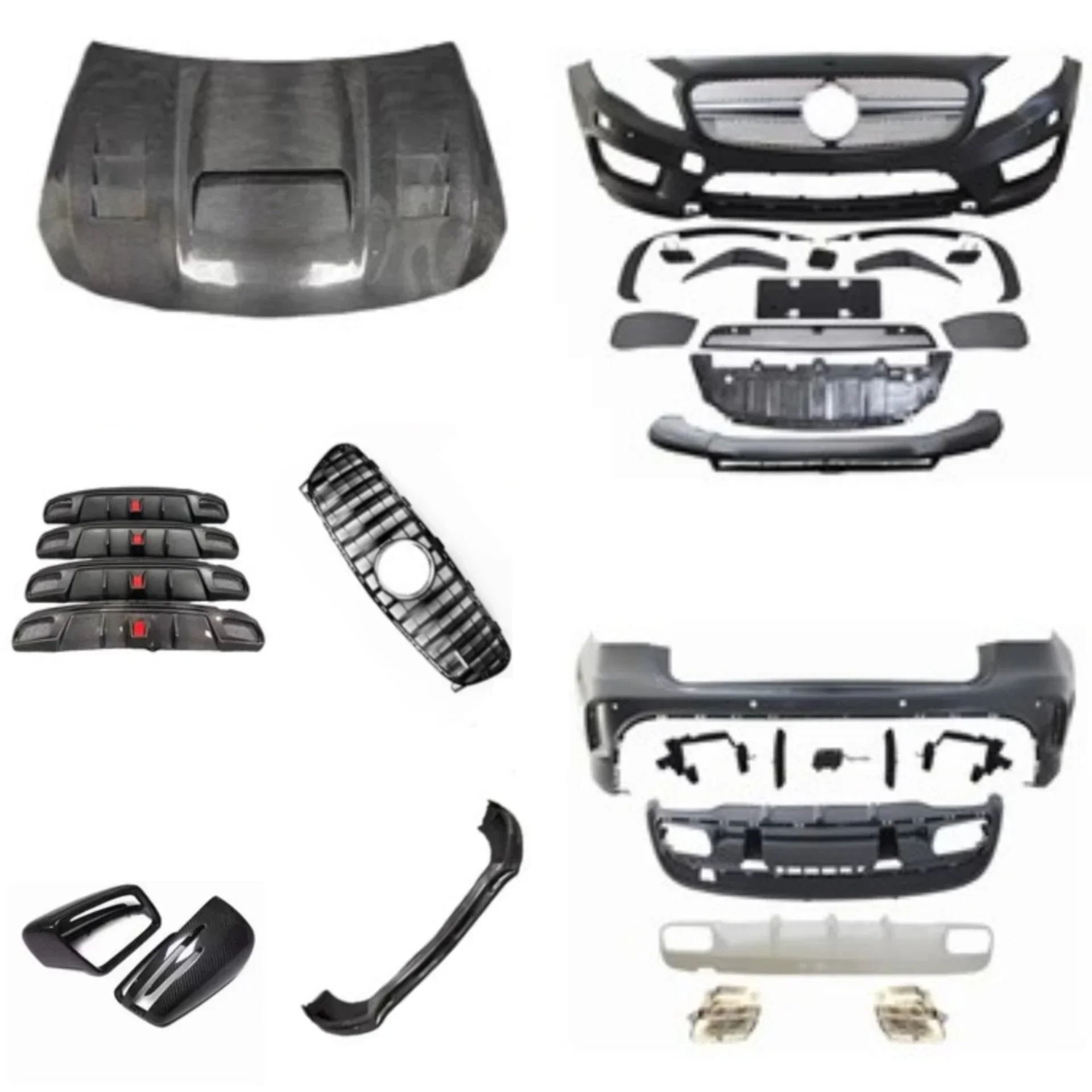 

for X156 GLA Tail Wing Convert GLA45 Kit Car Accessories Front Rear Bumper Carbon Engine Cover Side Skirt