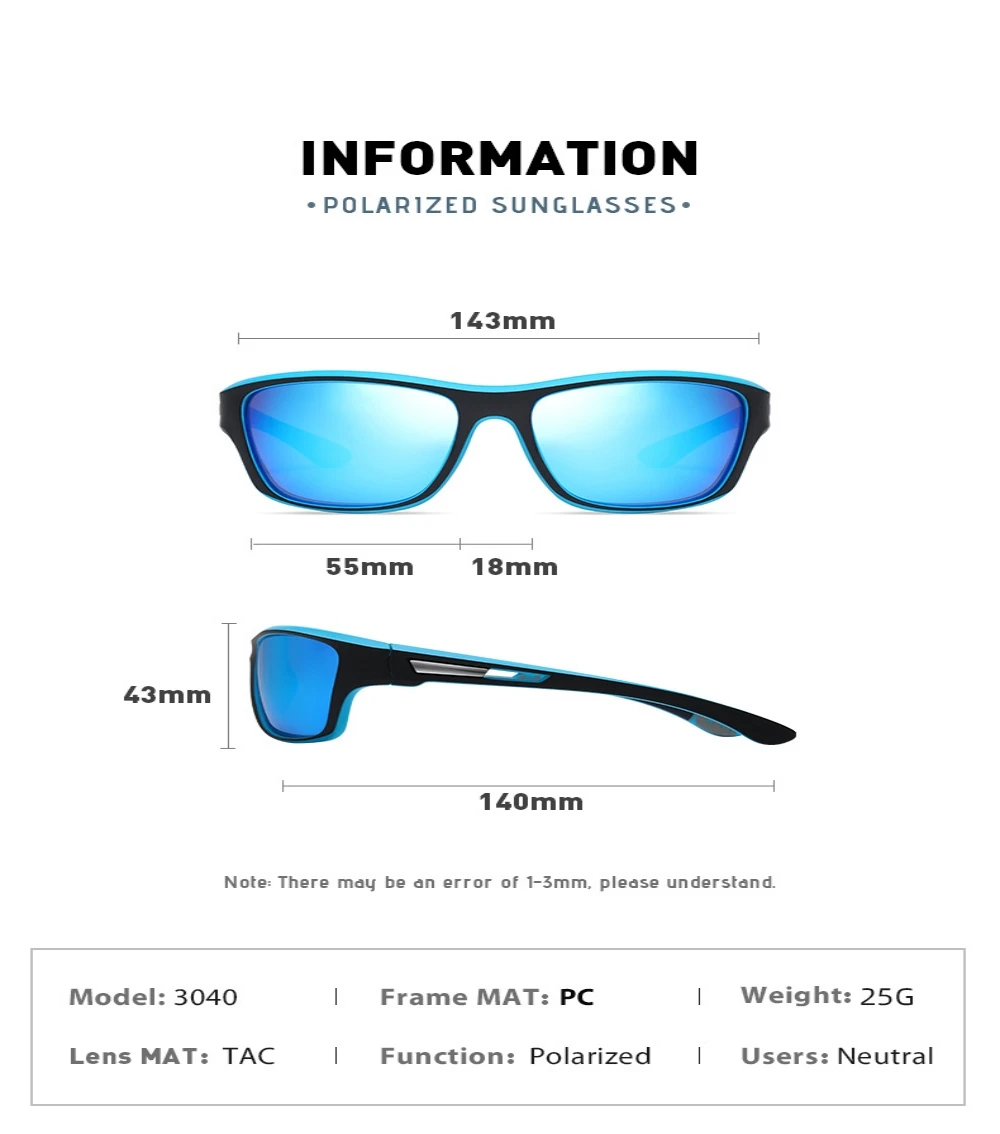 ILURE Luxury Polarized Fishing Sunglasses Driving Shades Streamline Male Outdoor Sports Concise Fashion HD Travel Lens Function