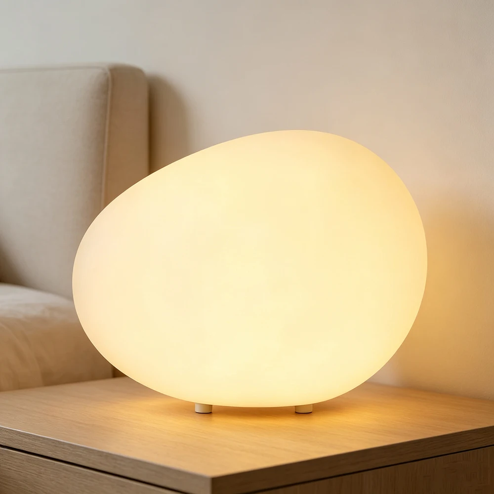 Creative Pebble Shaped Oval Desk Lamp Rotational Molding Atmosphere Decoration Desk Lamp Unique Lighting Design Art Desk Lamp