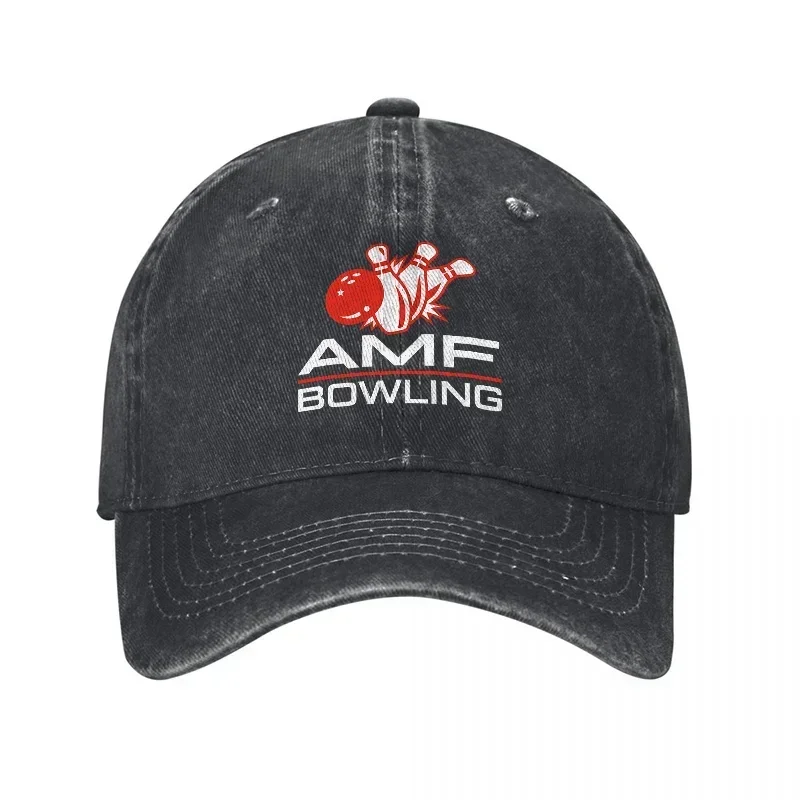 New AMF BOWLING LOGO WASHED COTTON BASEBALL CAP CLASSIC DESIGN FOR BOWLING ENTHUSIASTS AND CASUAL WEAR STYLISH AND DURABLE
