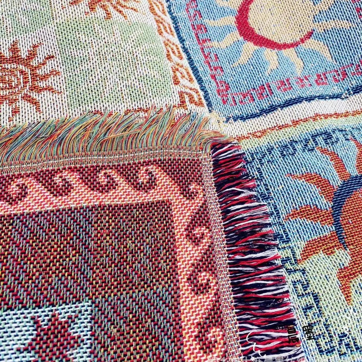 Outdoor Blanket Portable Picnic Mat, Bohemian Picnic Reversible Cotton Linen Blanke,Camping Blanket Sofa Throw Beach Towel