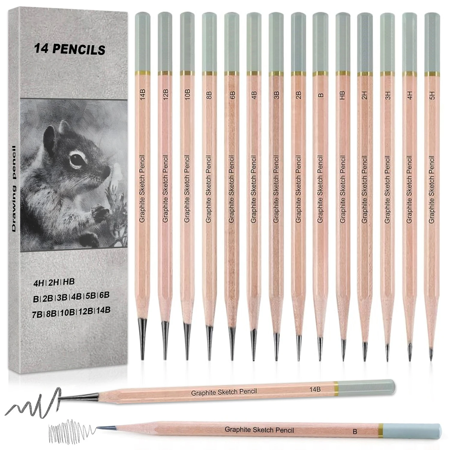 Sketching Pencil Set,5H-14B Graphite Pencils for Pro Artists,Drawing,Drafting,Sketching,Shading(6/12/14/20 pcs)