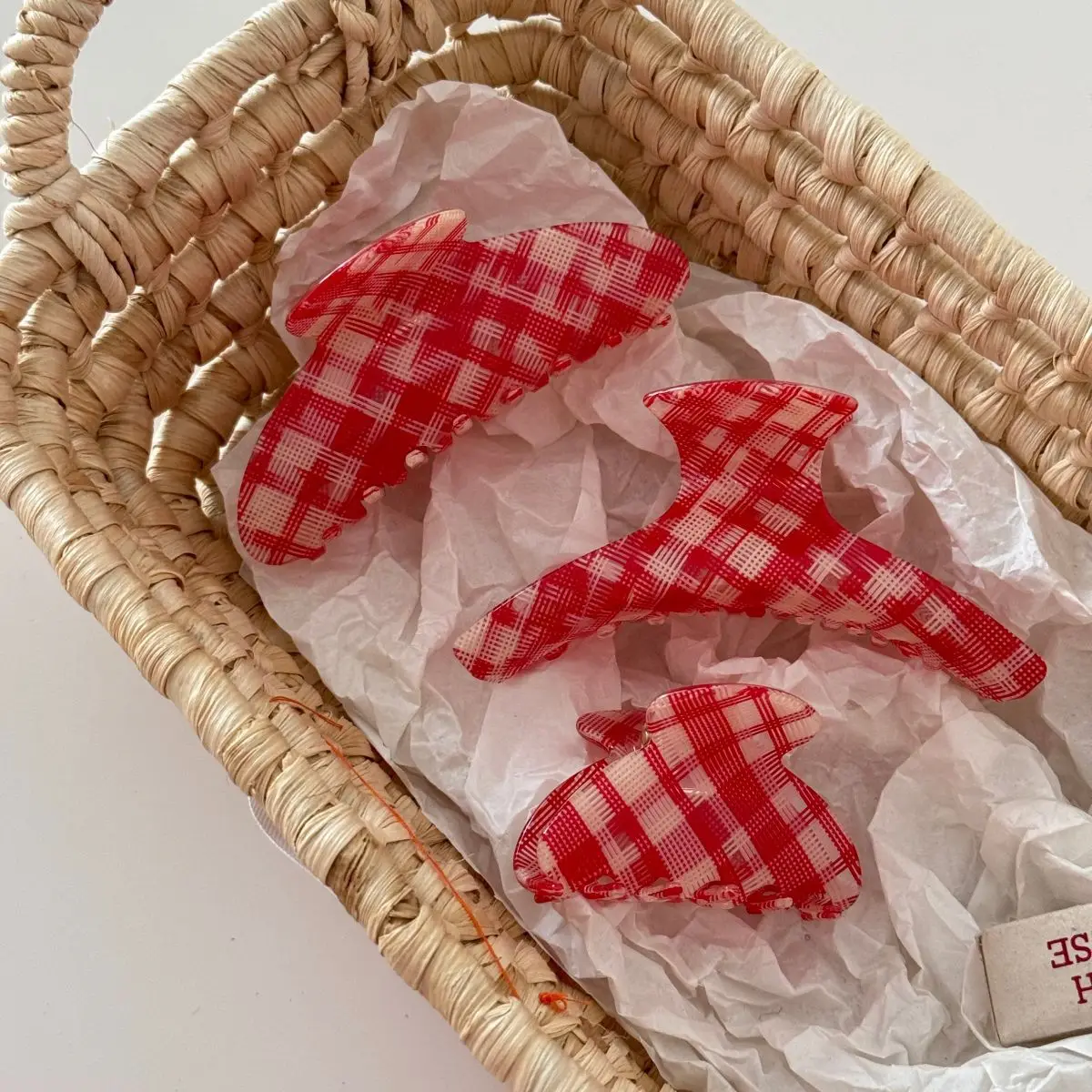 Pinza para el cabello de acetato a cuadros rojos grandes de 10,5 CM, pinzas para el cabello de estilo coreano, pinzas para el cabello de cangrejo Retro clásicas para mujeres y niñas, accesorios para el cabello