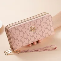 Double Zipper Wallets Women Men Long Coin Purses Cards Holder Handbags Billfold Wristlet Wallet Clutch Money Bags M Letter Purse - Image 4