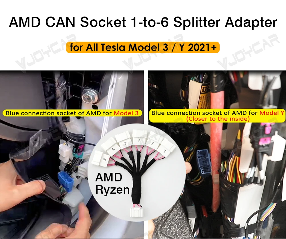 for Tesla OBD Splitter 1-to-6 OBD CAN Socket Plug 20PIN One-to-Six Plug Adapter Right Front Door A-pillar