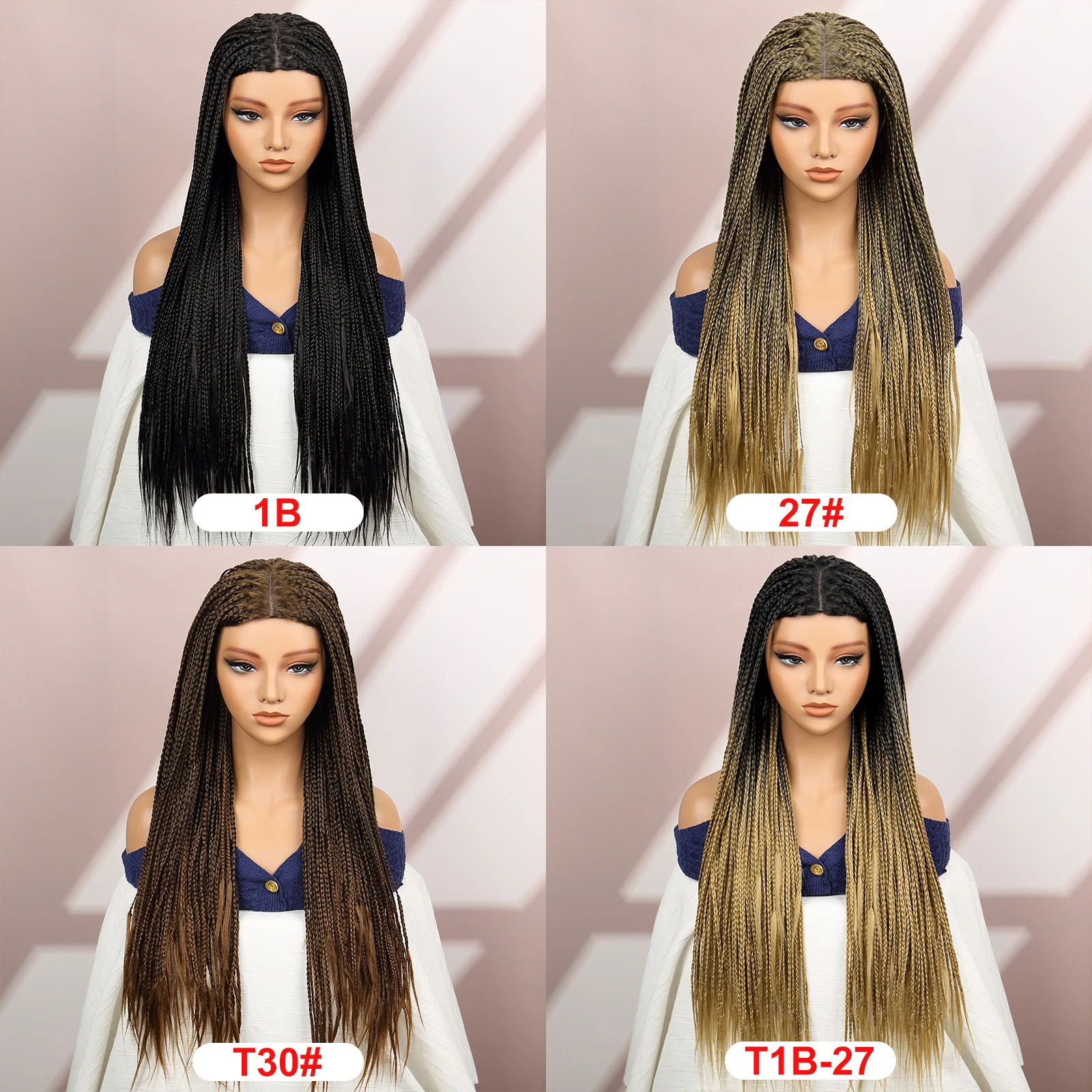 Premium Synthetic Braided Wigs Ombre Colors Protective Style Machine Made Braided Wig 32 inch Long Wigs For Black Women