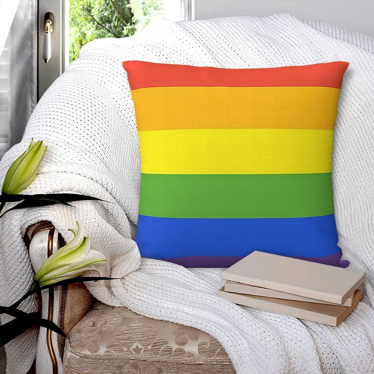 Flag Lgbtq Square Pillowcase Pillow Cover Polyester Cushion Zip Decorative Comfort Throw Pillow for Home Sofa