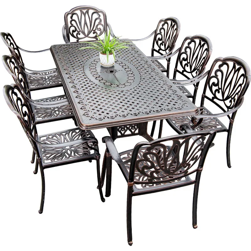 

Outdoor tables and chairs cast aluminum combination garden open-air chairs waterproof sunscreen wrought iron