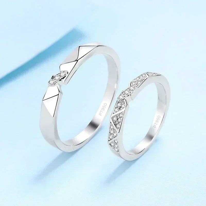Elegant-Design PT950 Platinum 0.48 Ct Moissanite Lovers Wedding Unisex Band, Women&Men Couple Rings for Valentine's Day Gift