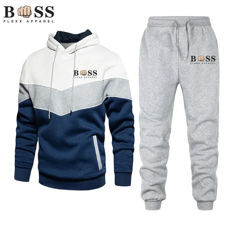 2 Pieces Sets Tracksuit Hooded Sweatshirt +Drawstring Pants Male Sport Hoodies Running Sportswear Men Women Brand Autumn Winter