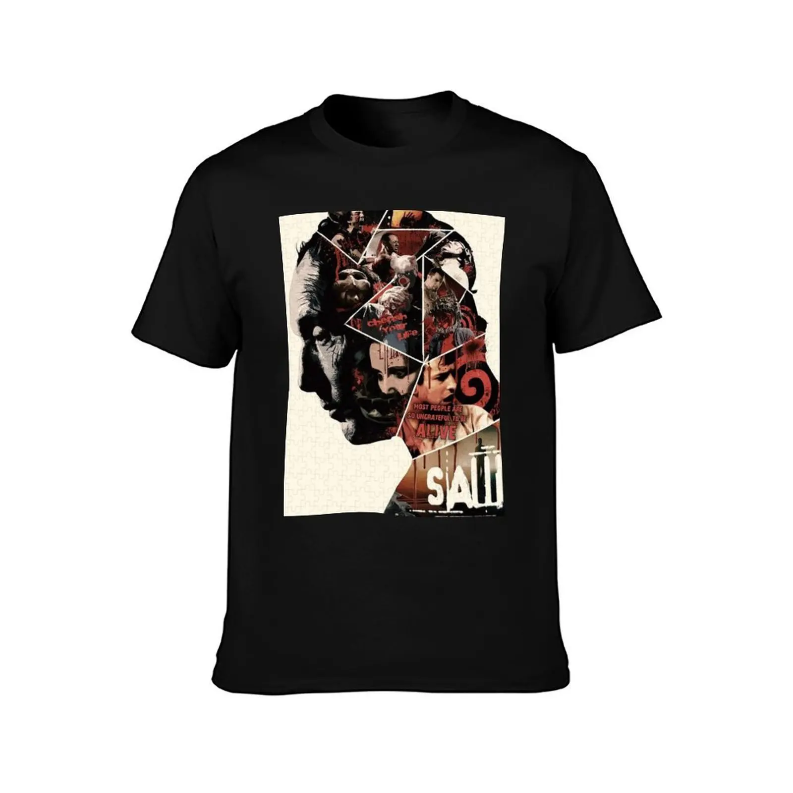 Saw (2004) Poster Design John Kramer T-Shirt Casual Loose Short Sleeve Tee for Men T-Shirt