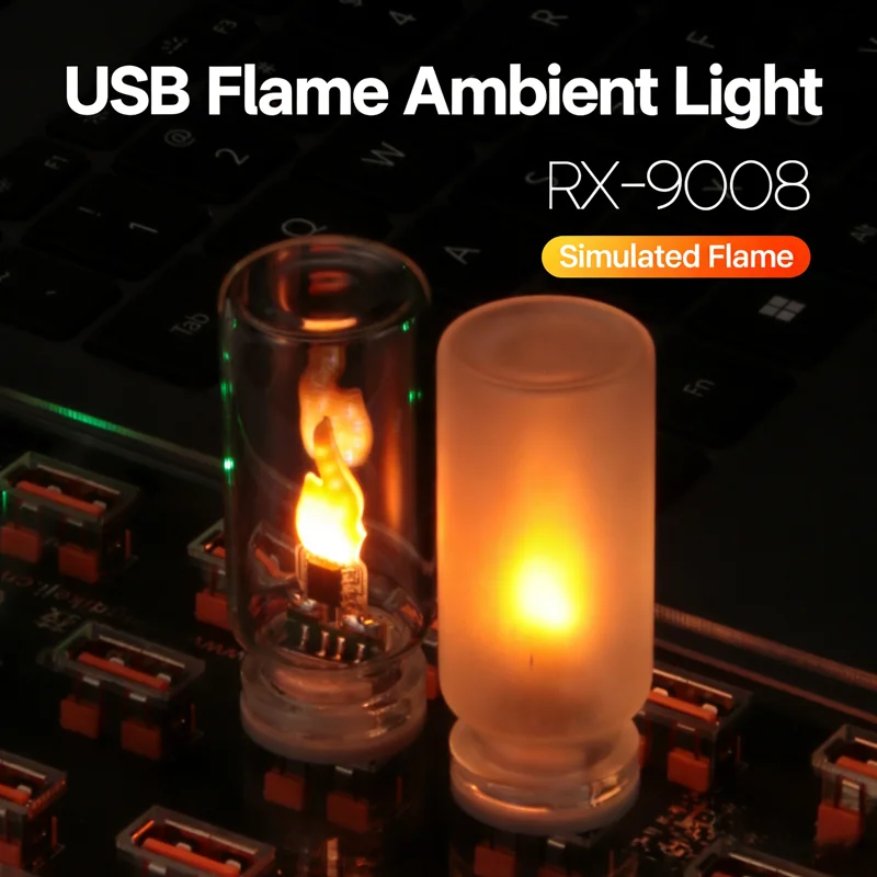 

USB LED ночник с эффектом пламени, матовое прозрачное стекло, мерцающая свеча, декоративное сенсорное управление, настроение-лампа для автомобиля и дома