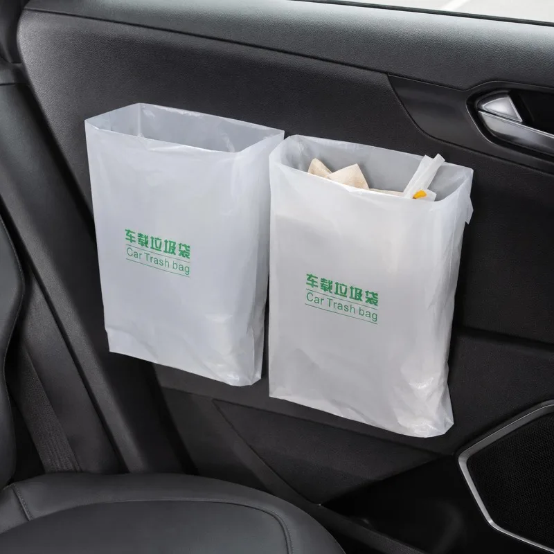 20-60pcs Multi-Functional Disposable Self-Adhesive Car Trash Bags Auto Seat Back Hanging Trash Bags Clean Bag Car Acessories