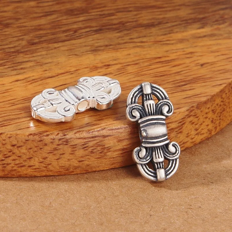 Authentic Traditional Tibetan Silver Mini Dorje Exorcism Pendant for DIY Bracelet Braided Cord Clip Accessory Handmade Craft