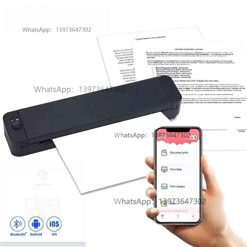 NEW 300dpi Portable A4 Printer Thermal Transfer Printer Smart Small Portable Mini Printer