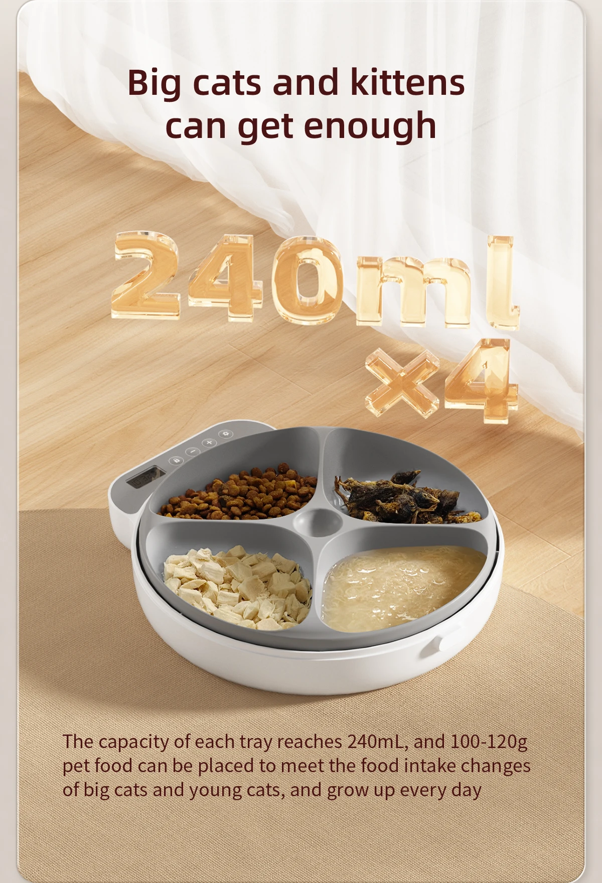 4 Meals Freshness Dry Wet Food Automatic Pet Feeder Cat Smart Feeding Dog Food Dispenser Button Timing Cat Dog Slow Feeding Bowl