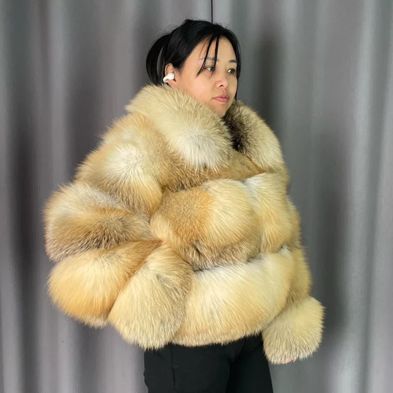 本物のジンダオ産フォックスファーコート レディース ファーコート スタイル サイズ カスタム対応 ファッション婦人服