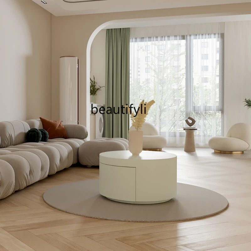 

CXH Style round Tea Table Small Apartment Living Room Coffee Table Home Minimalist Quiet Style