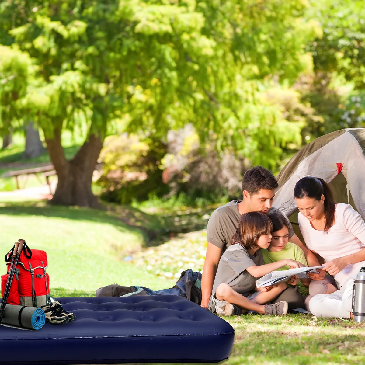 

Надувной матрас из ПВХ премиум-класса, 1 шт., портативный, для кемпинга, пляжа, улицы, складной, для сна, термостойкий