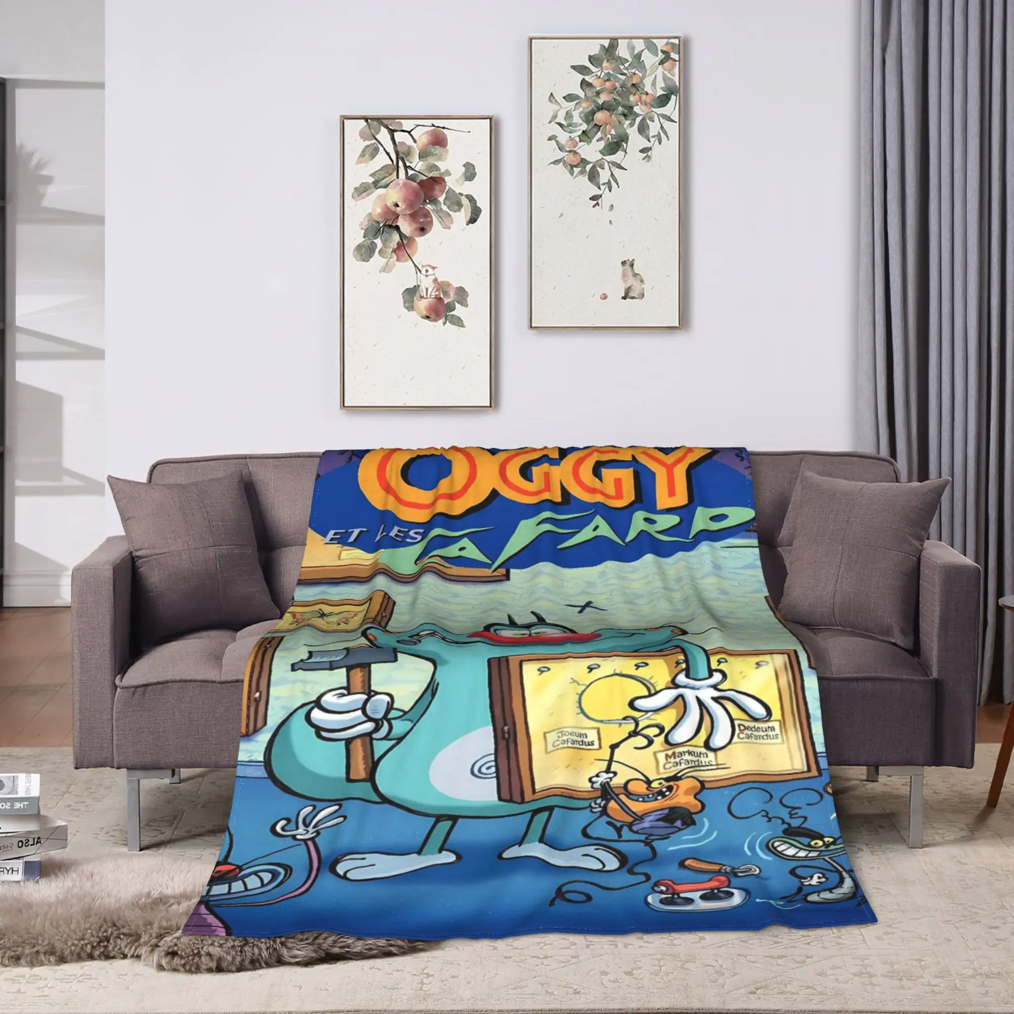 Animation Anime Film Oggy And The Cockroaches Blanket Super Warm  Throw Blanket Winter Couch Chair Sofa Bed Graphic Bedspread