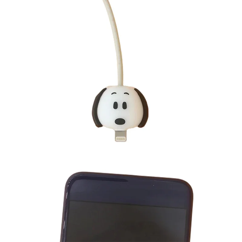 Snoopy USB Cable Protector Data Line Bite Fast Charging Case for Iphone 5/18/20W Head Winder Cord Case Cover Cute Ins Capa Gifts