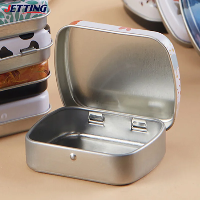 1pcs Portable Rectangular Candy Case Iron Sample Boxes Small Objects Pill Organizer Small Tin Box