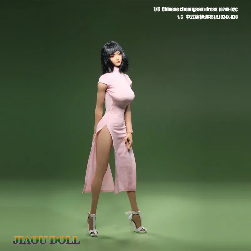 JO24X-02 1/6 escala soldado feminino novo chinês qipao fenda saia longa brinquedos modelo de roupas caber 12 ''ph figuras de ação corpo bonecas