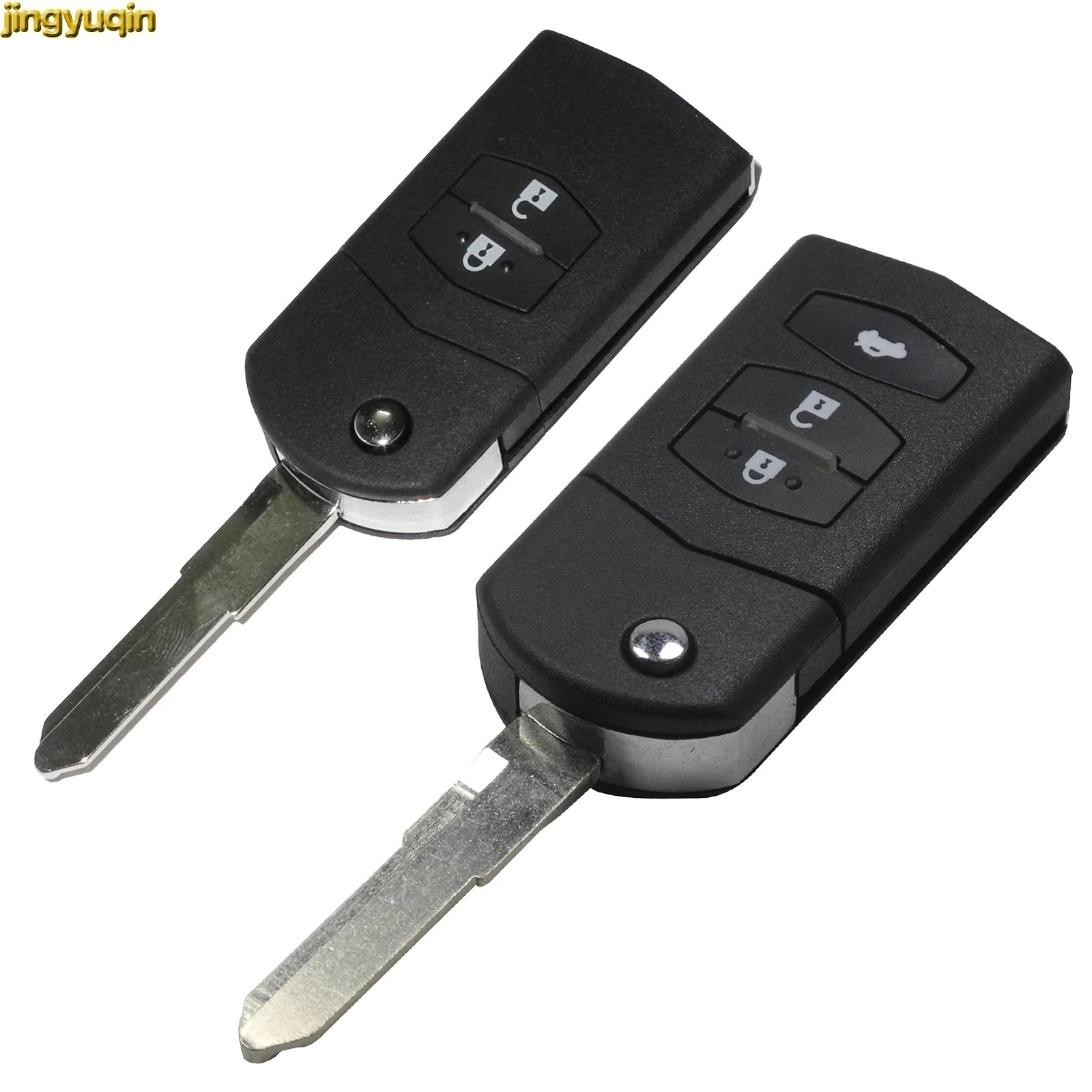 Jingyuqin 3 Buttons Key Shell Cover Styling For Mazda 2 3 5 6 RX8 MX5 Flip Remote Case Fob Replacement 3 BTN no Logo